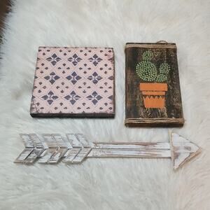 Boho Wall Decor Bundle of 3 - Arrow, Square, & Framed Art - Bohemian Home Decor